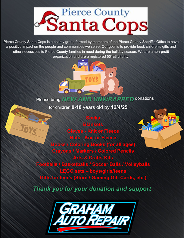 Pierce County Santa Cops Gift Drive | Graham Auto Repair